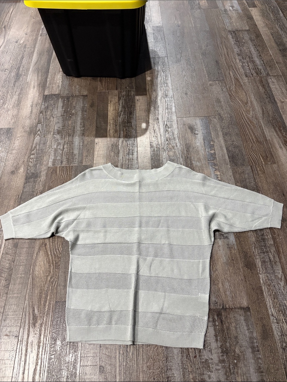 New York & Company Light Gray Striped Knit Sweater